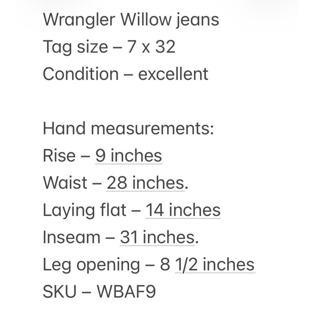 Wrangler Womens Willow Ultimate Riding Bootcut Blue Jeans 7x32 Meas: 28x31 - Picture 6 of 6